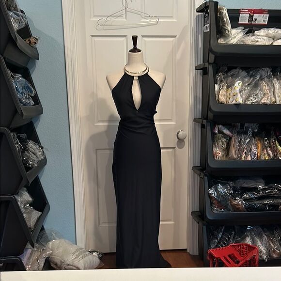 Last chance!!! Lady lux diamond Diamonds Maxi Dress Elegant Black Halter Dress - Picture 4 of 11